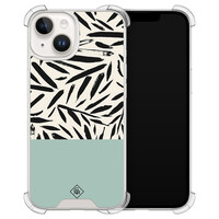 Casimoda iPhone 14 siliconen shockproof hoesje - Abstract mint palms