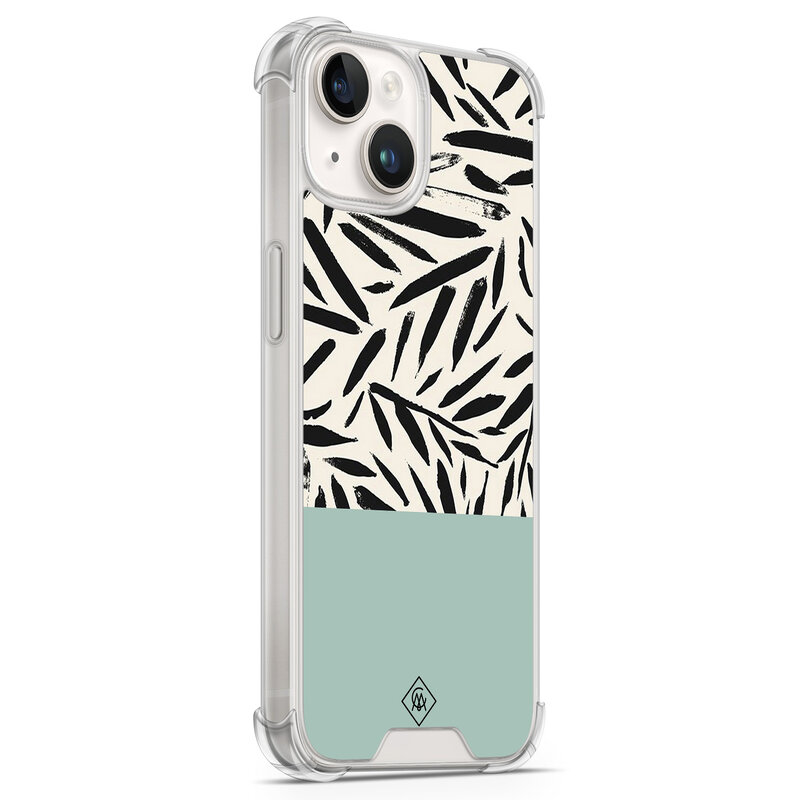 Casimoda iPhone 14 siliconen shockproof hoesje - Abstract mint palms