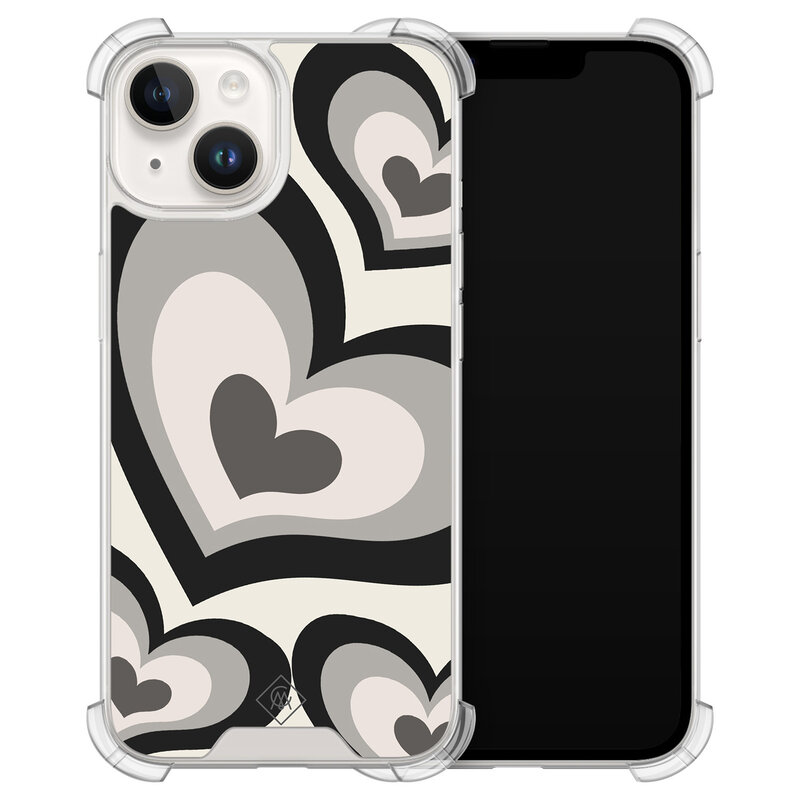 Casimoda iPhone 14 siliconen shockproof hoesje - Hart swirl zwart