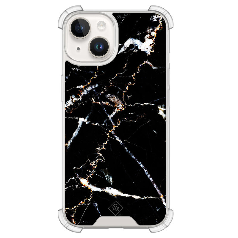Casimoda iPhone 14 siliconen shockproof hoesje - Marmer zwart