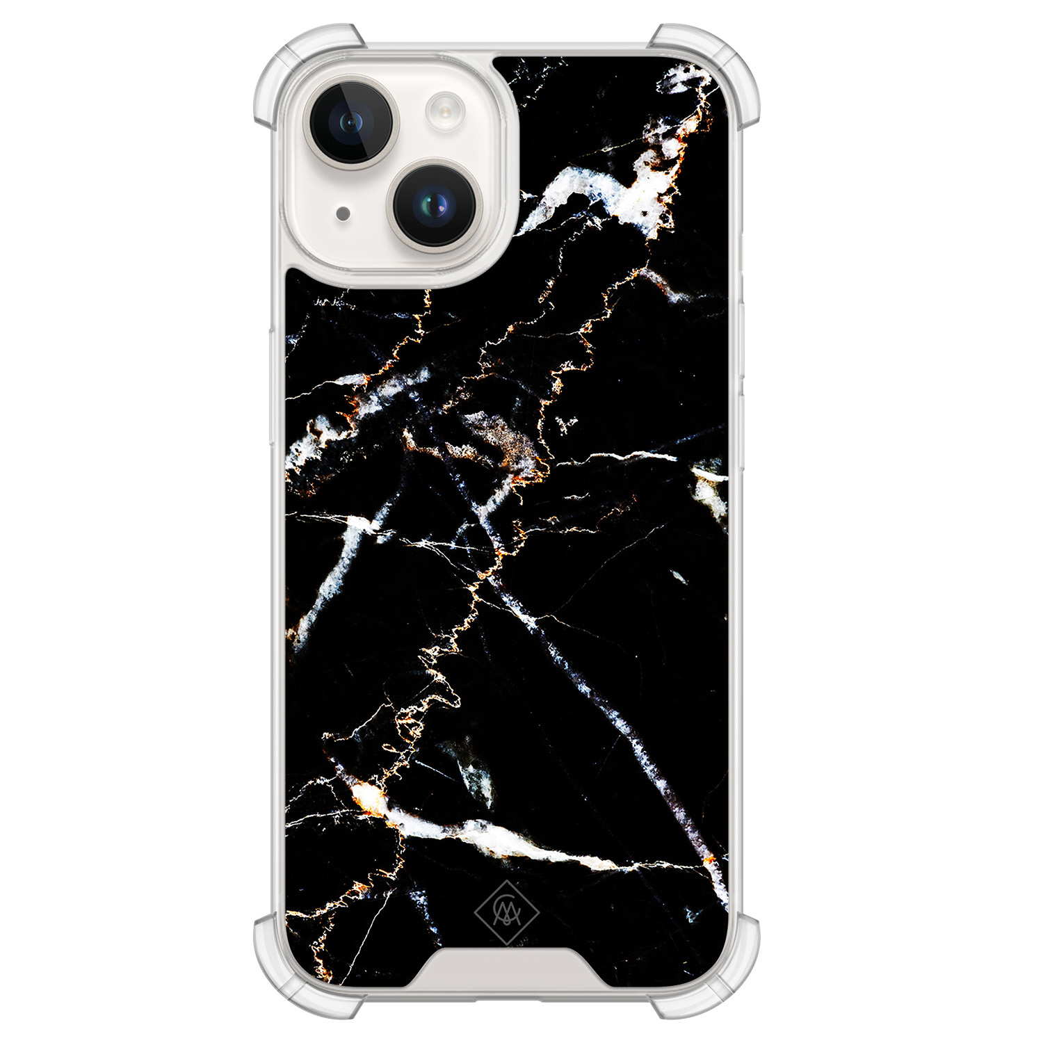 iPhone 14 siliconen shockproof hoesje - Marmer zwart