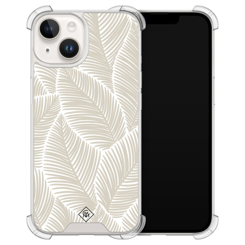 Casimoda iPhone 14 siliconen shockproof hoesje - Palmy leaves beige