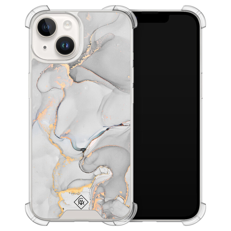 Casimoda iPhone 14 siliconen shockproof hoesje - Marmer grijs