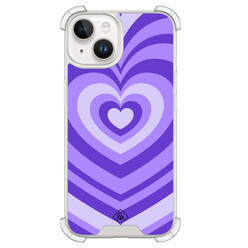 Casimoda iPhone 14 shockproof hoesje - Hart swirl paars