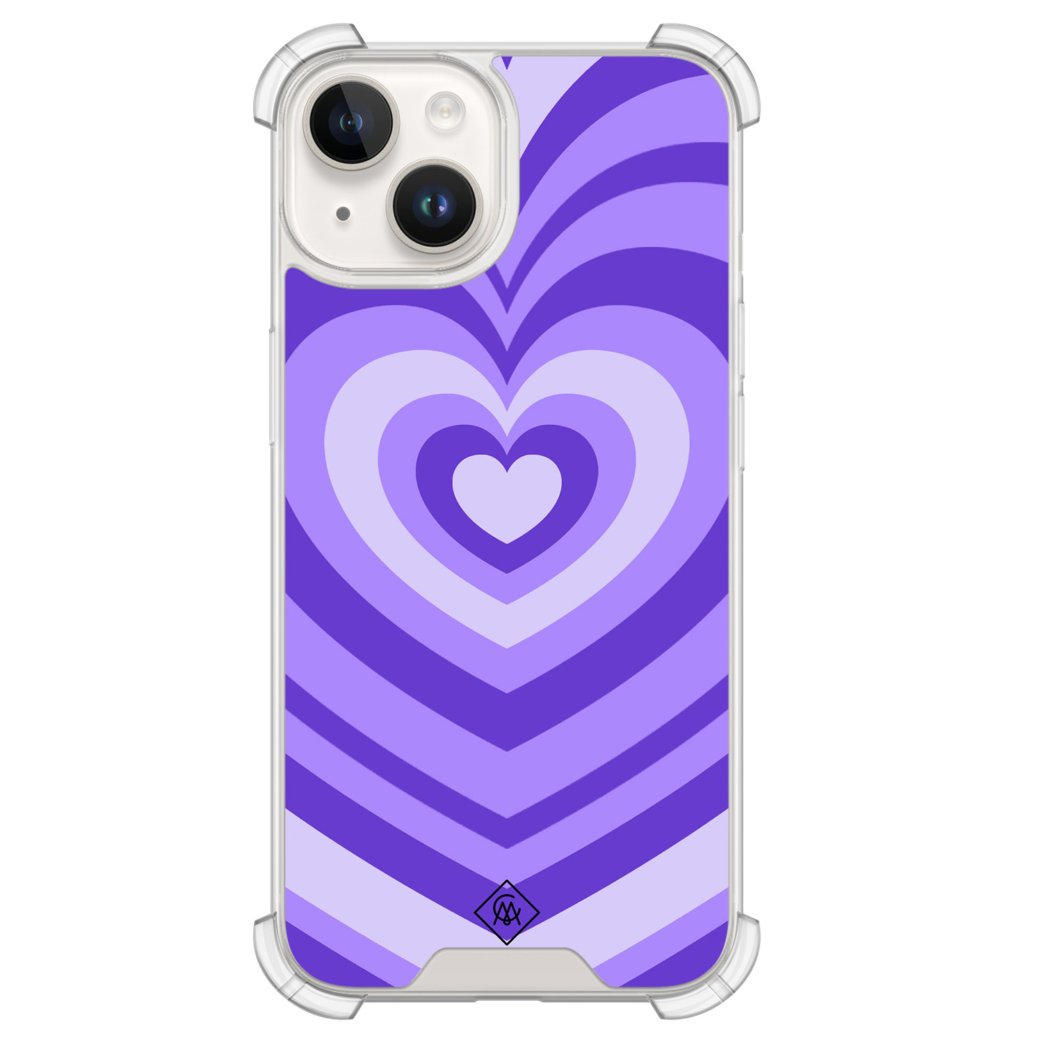 iPhone 14 siliconen shockproof hoesje - Hart swirl paars