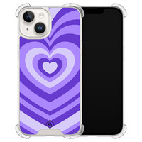 Casimoda iPhone 14 siliconen shockproof hoesje - Hart swirl paars