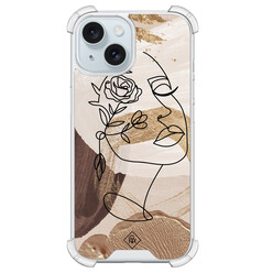 Casimoda iPhone 15 shockproof hoesje - Abstract gezicht bruin