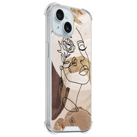 Casimoda iPhone 15 siliconen shockproof hoesje - Abstract gezicht bruin