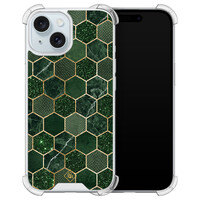 Casimoda iPhone 15 siliconen shockproof hoesje - Kubus groen