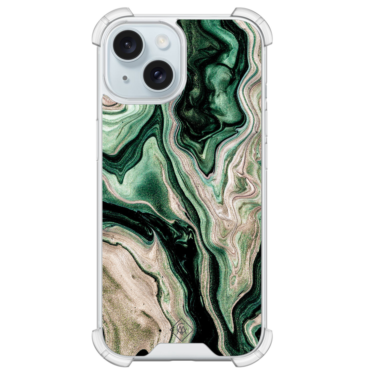 iPhone 15 siliconen shockproof hoesje - Green waves