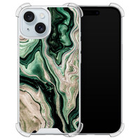 Casimoda iPhone 15 siliconen shockproof hoesje - Green waves