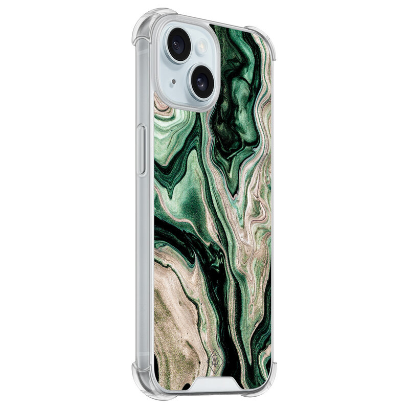 Casimoda iPhone 15 siliconen shockproof hoesje - Green waves