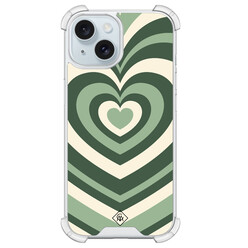 Casimoda iPhone 15 shockproof hoesje - Groen hart swirl