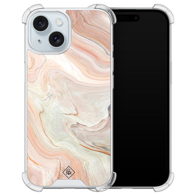 Casimoda iPhone 15 siliconen shockproof hoesje - Marmer waves