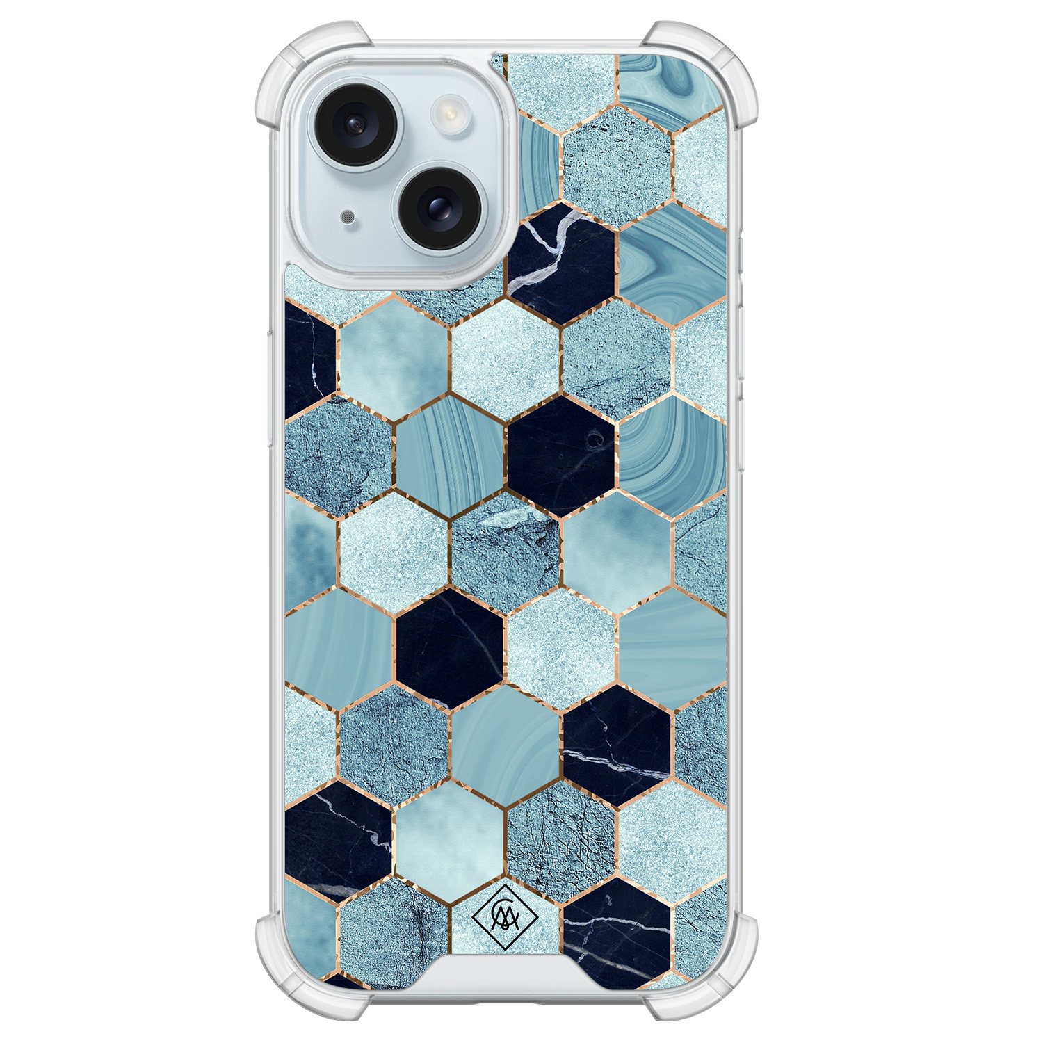 iPhone 15 siliconen shockproof hoesje - Blue cubes