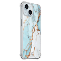 Casimoda iPhone 15 siliconen shockproof hoesje - Marmer lichtblauw