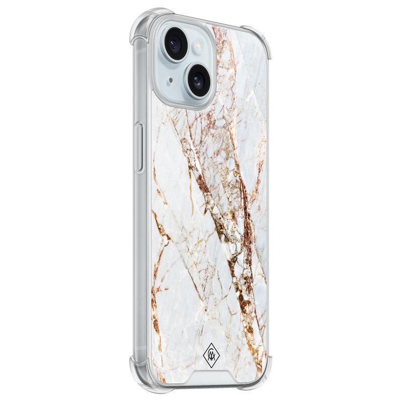 Casimoda iPhone 15 siliconen shockproof hoesje - Marmer goud