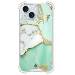 Casimoda iPhone 15 shockproof hoesje - Marmer mintgroen