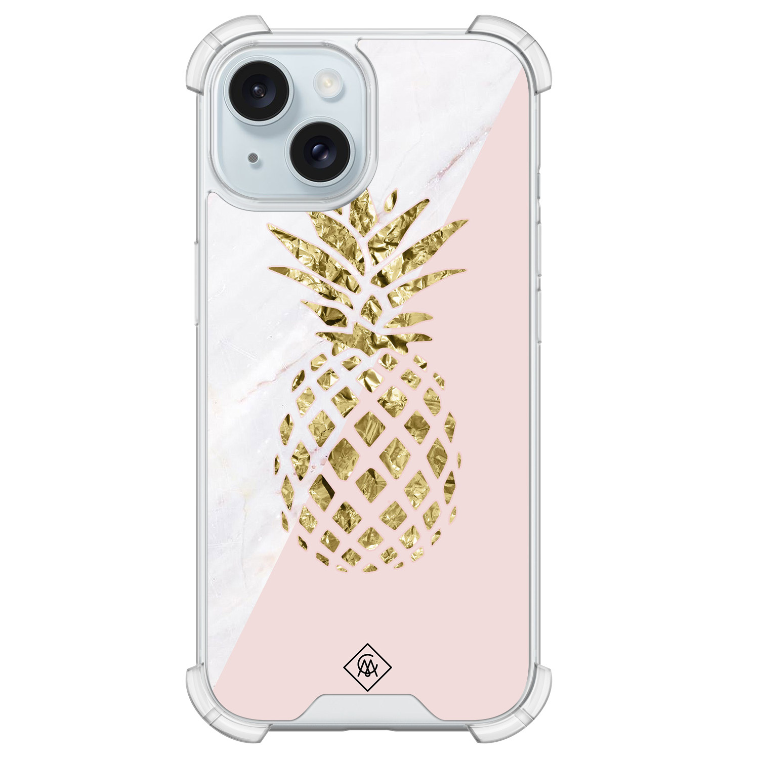 iPhone 15 siliconen shockproof hoesje - Ananas