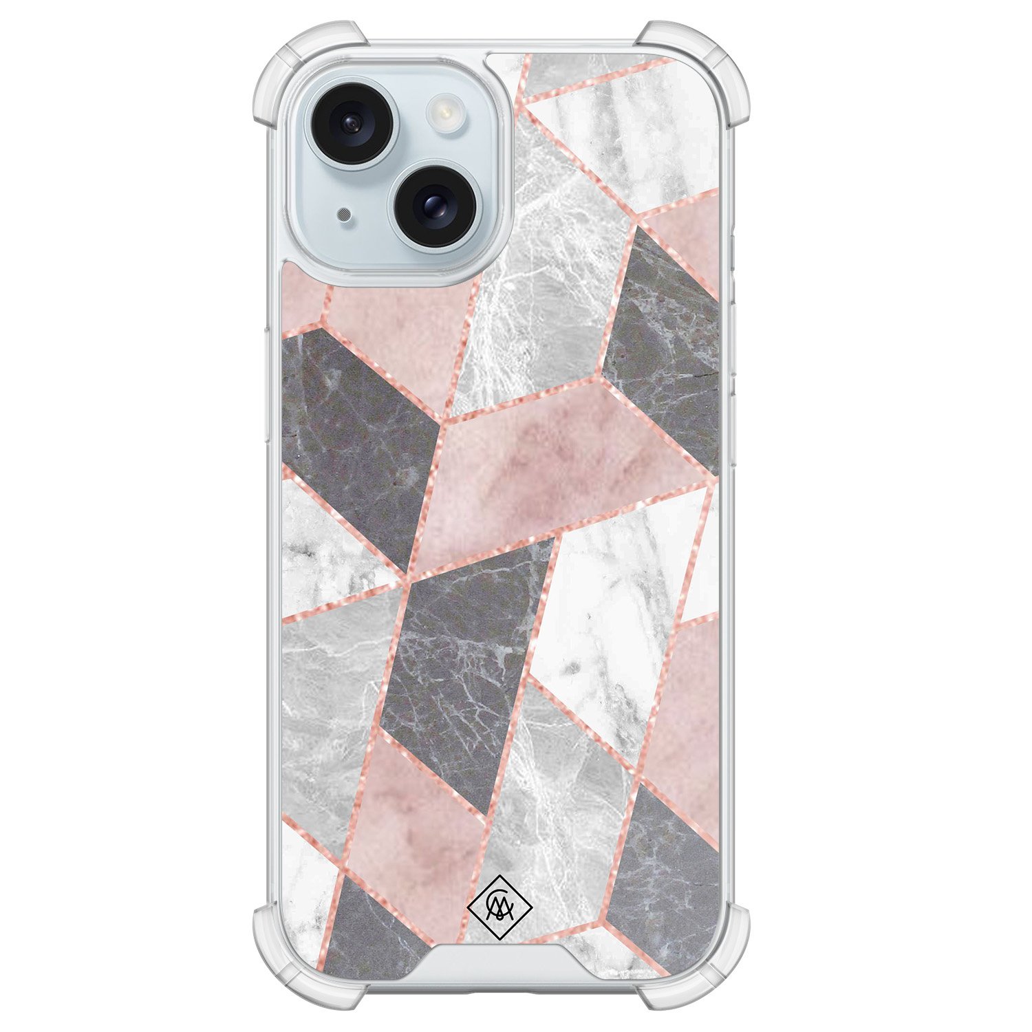 iPhone 15 siliconen shockproof hoesje - Stone grid