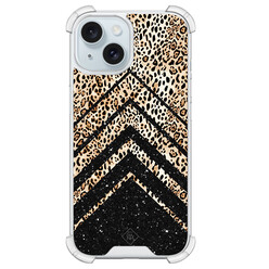 Casimoda iPhone 15 shockproof hoesje - Chevron luipaard