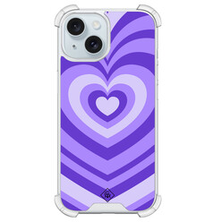 Casimoda iPhone 15 shockproof hoesje - Hart swirl paars