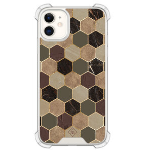 Casimoda iPhone 11 shockproof hoesje - Kubus groen bruin