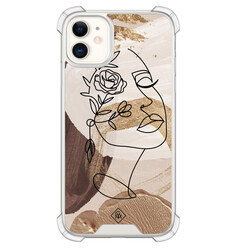 Casimoda iPhone 11 shockproof hoesje - Abstract gezicht bruin