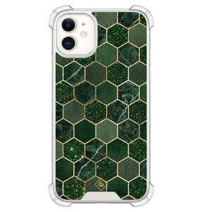 Casimoda iPhone 11 siliconen shockproof hoesje - Kubus groen