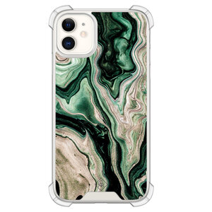Casimoda iPhone 11 siliconen shockproof hoesje - Green waves