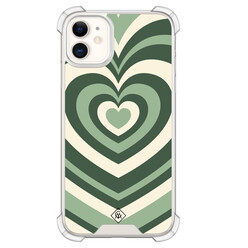 Casimoda iPhone 11 shockproof hoesje - Groen hart swirl