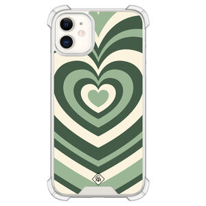 Casimoda iPhone 11 siliconen shockproof hoesje - Groen hart swirl