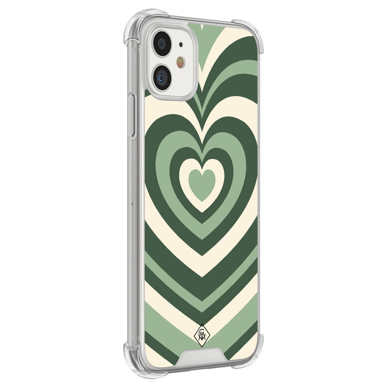 Casimoda iPhone 11 siliconen shockproof hoesje - Groen hart swirl