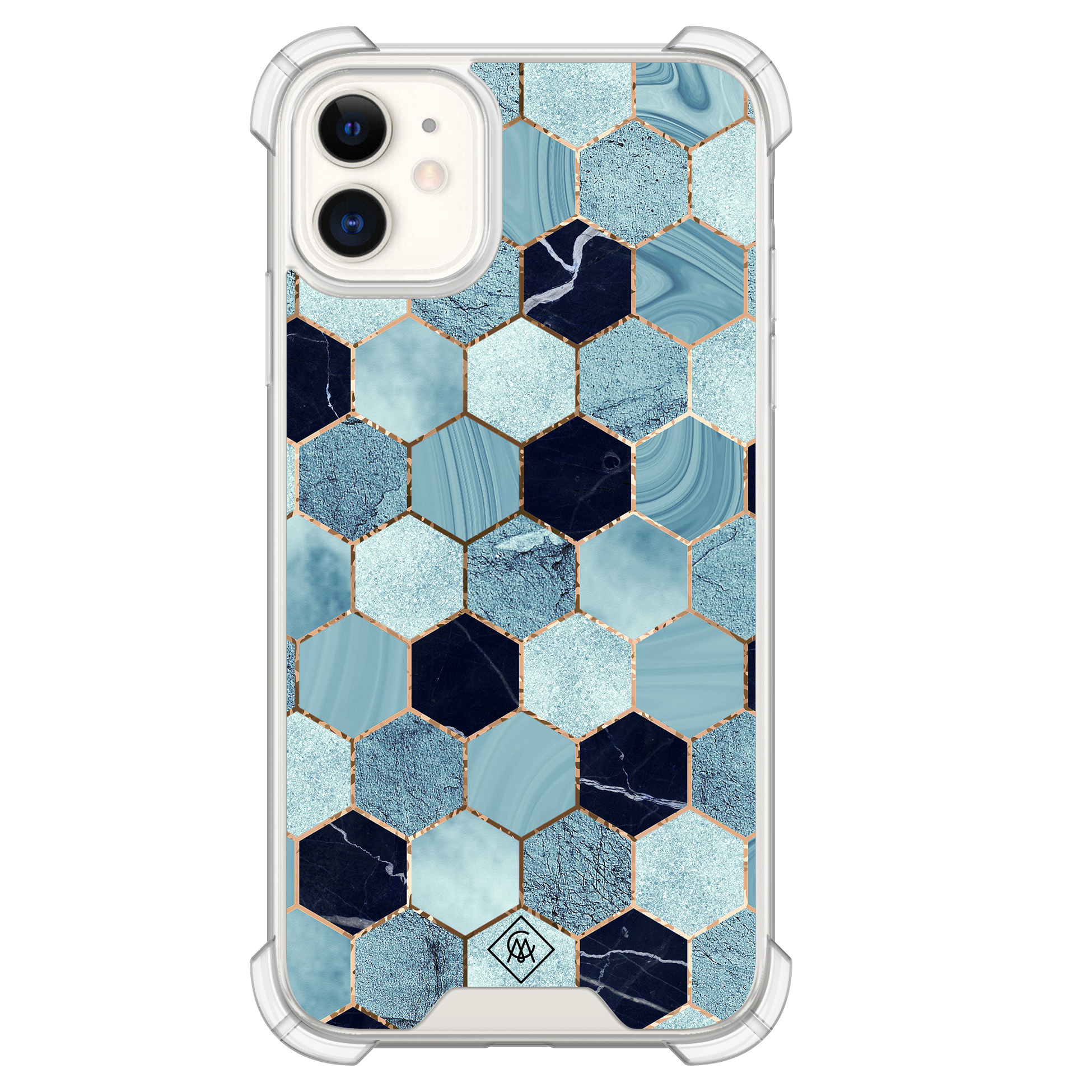 iPhone 11 siliconen shockproof hoesje Blue cubes