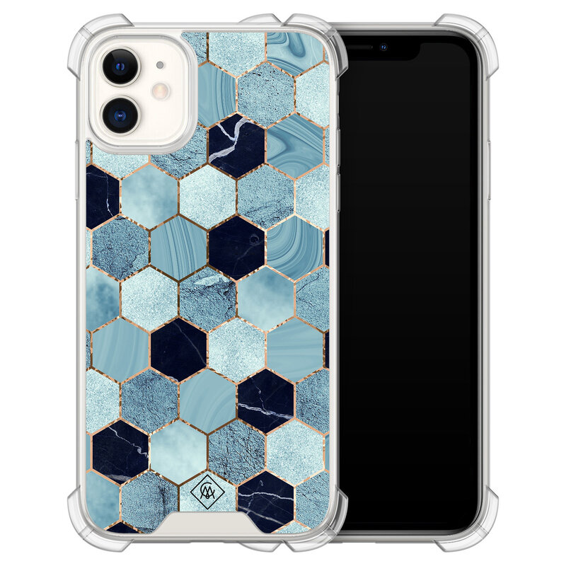 Casimoda iPhone 11 siliconen shockproof hoesje - Blue cubes