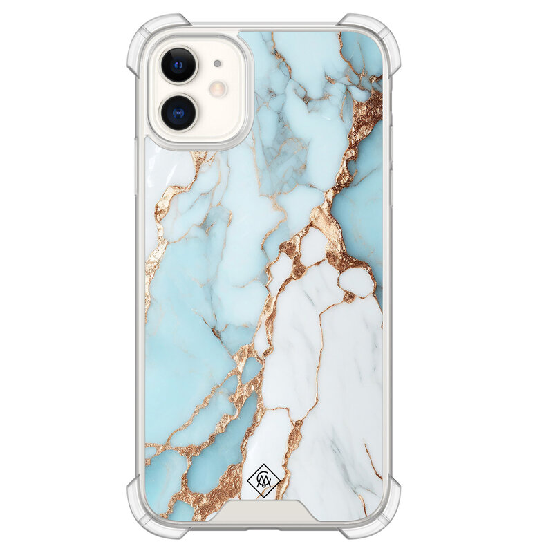 Casimoda iPhone 11 siliconen shockproof hoesje - Marmer lichtblauw