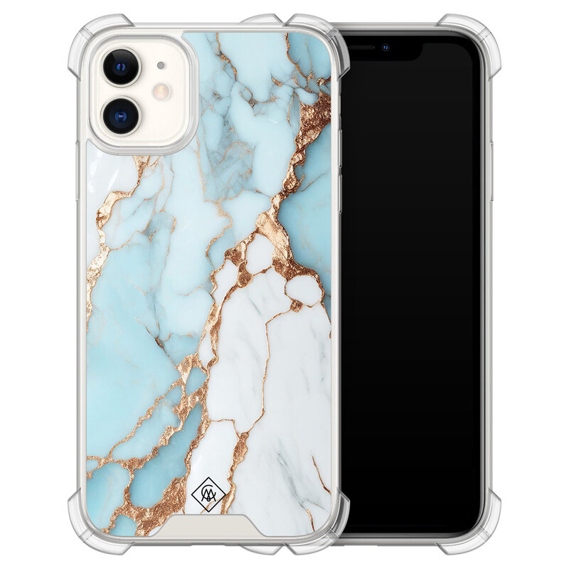 Casimoda iPhone 11 siliconen shockproof hoesje - Marmer lichtblauw