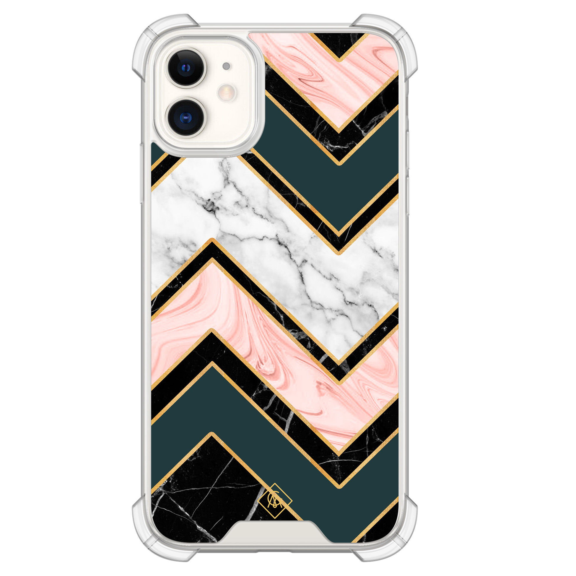 iPhone 11 siliconen shockproof hoesje Marmer triangles