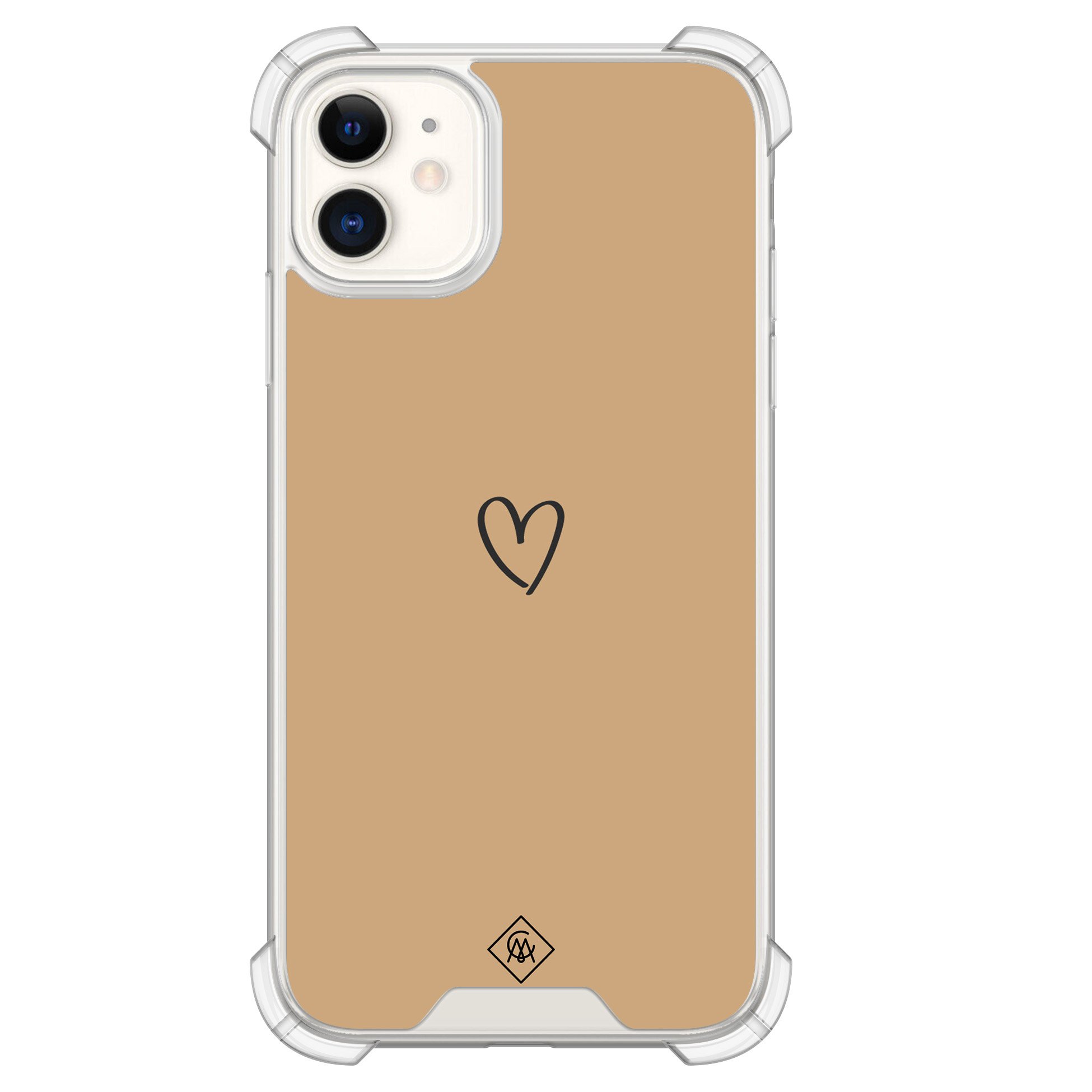 iPhone 11 siliconen shockproof hoesje - Hart bruin