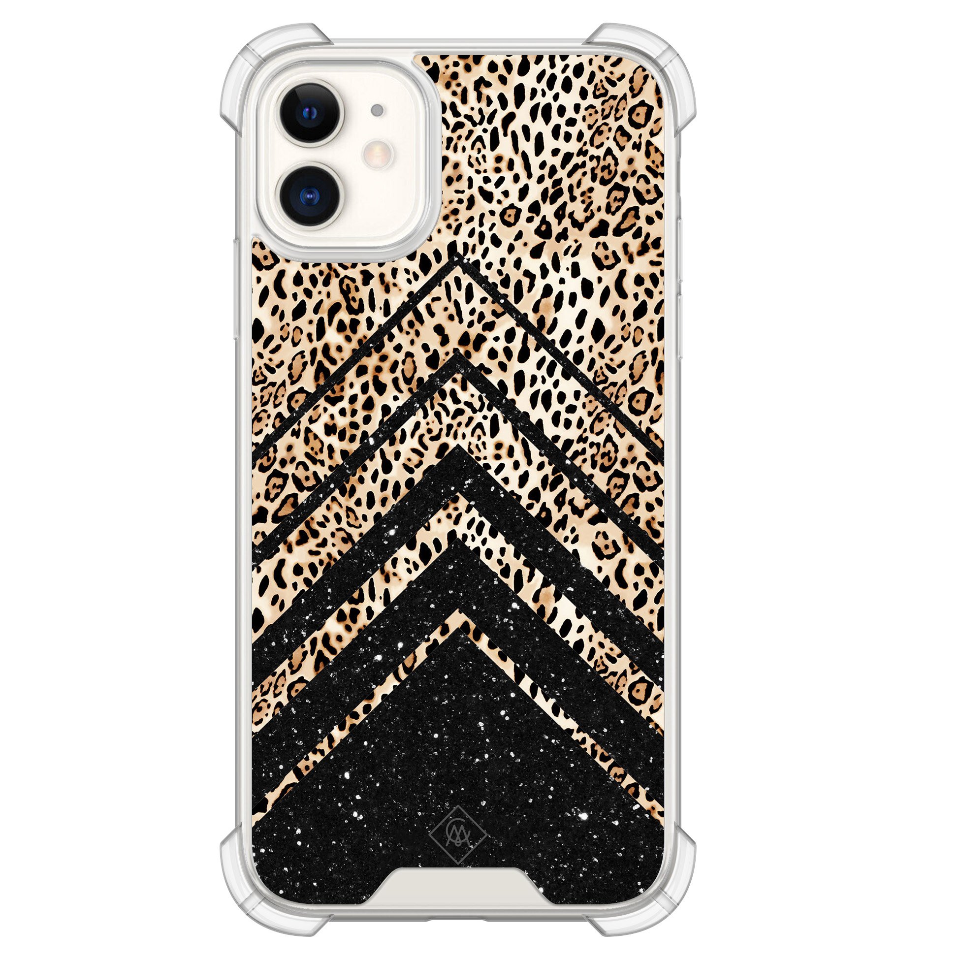 iPhone 11 siliconen shockproof hoesje - Chevron luipaard