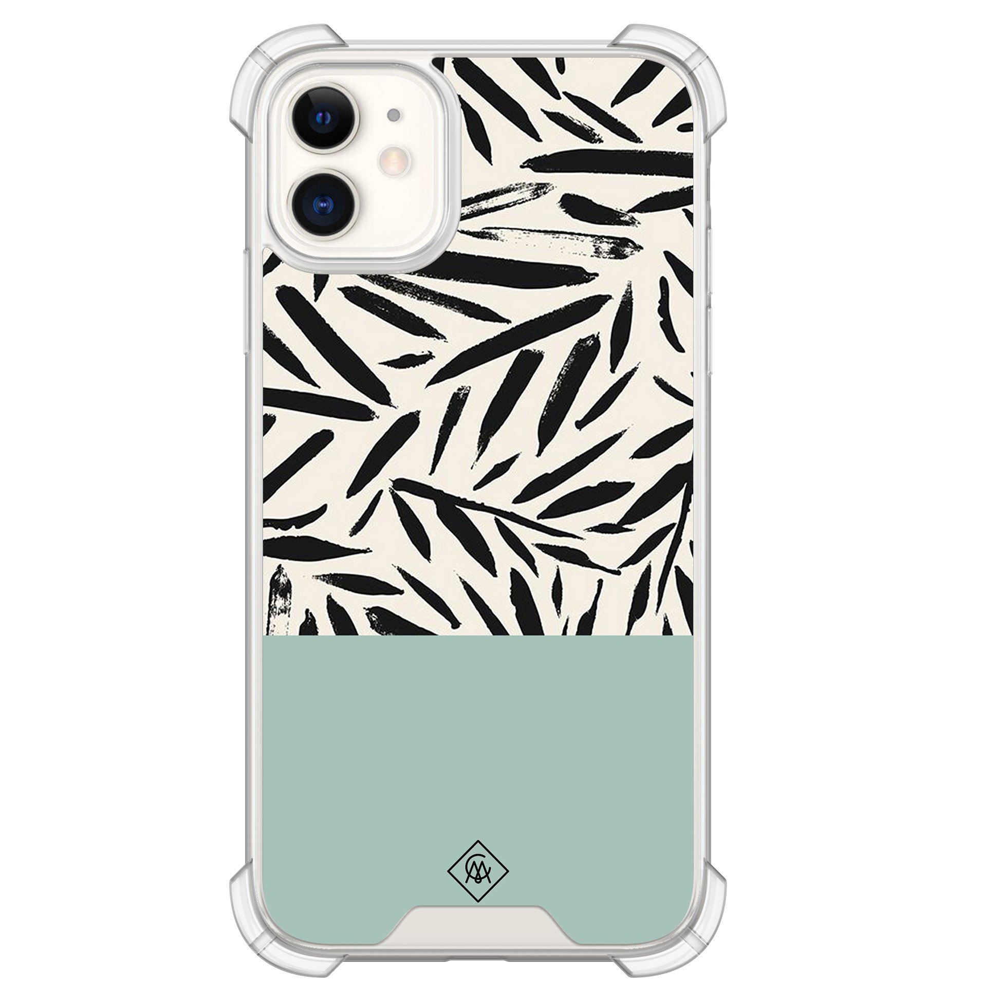 iPhone 11 siliconen shockproof hoesje - Abstract mint palms