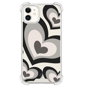 Casimoda iPhone 11 siliconen shockproof hoesje - Hart swirl zwart