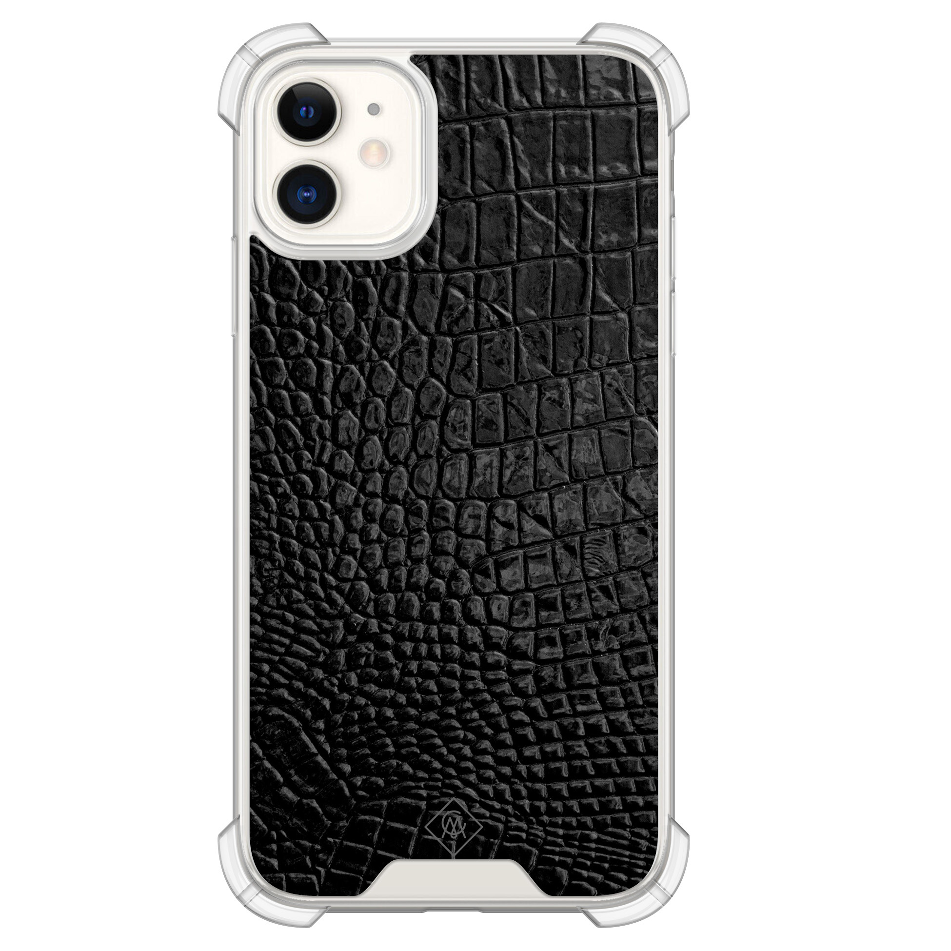 iPhone 11 siliconen shockproof hoesje - Croco zwart