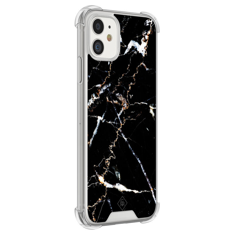 Casimoda iPhone 11 siliconen shockproof hoesje - Marmer zwart