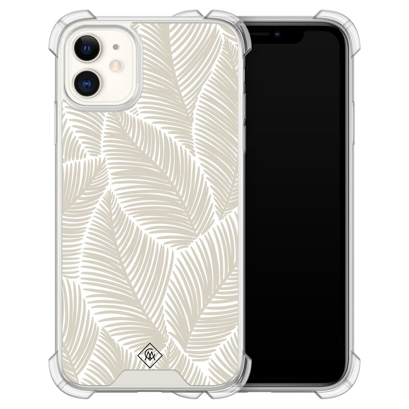 Casimoda iPhone 11 siliconen shockproof hoesje - Palmy leaves beige