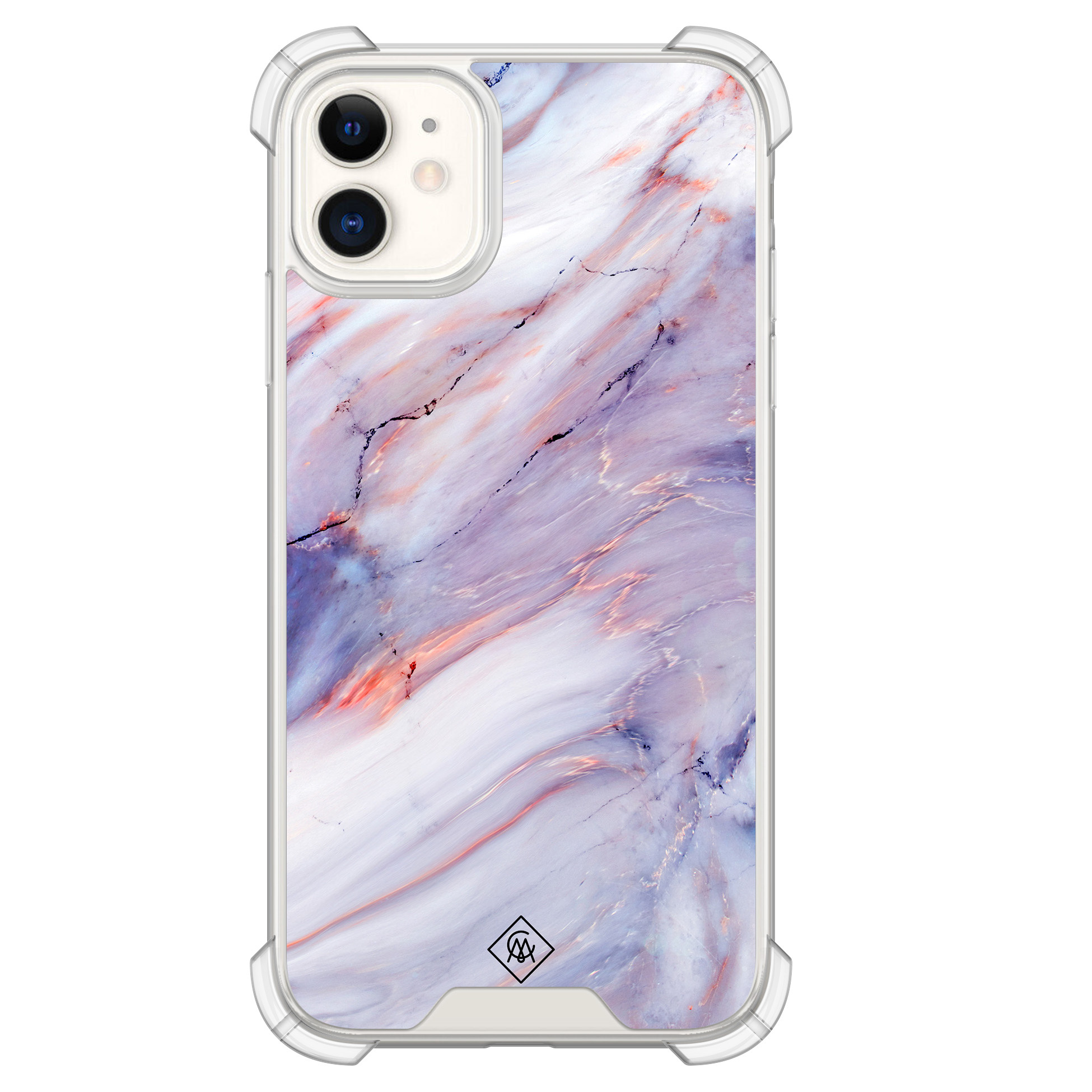 iPhone 11 siliconen shockproof hoesje Marmer paars