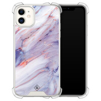 Casimoda iPhone 11 siliconen shockproof hoesje - Marmer paars