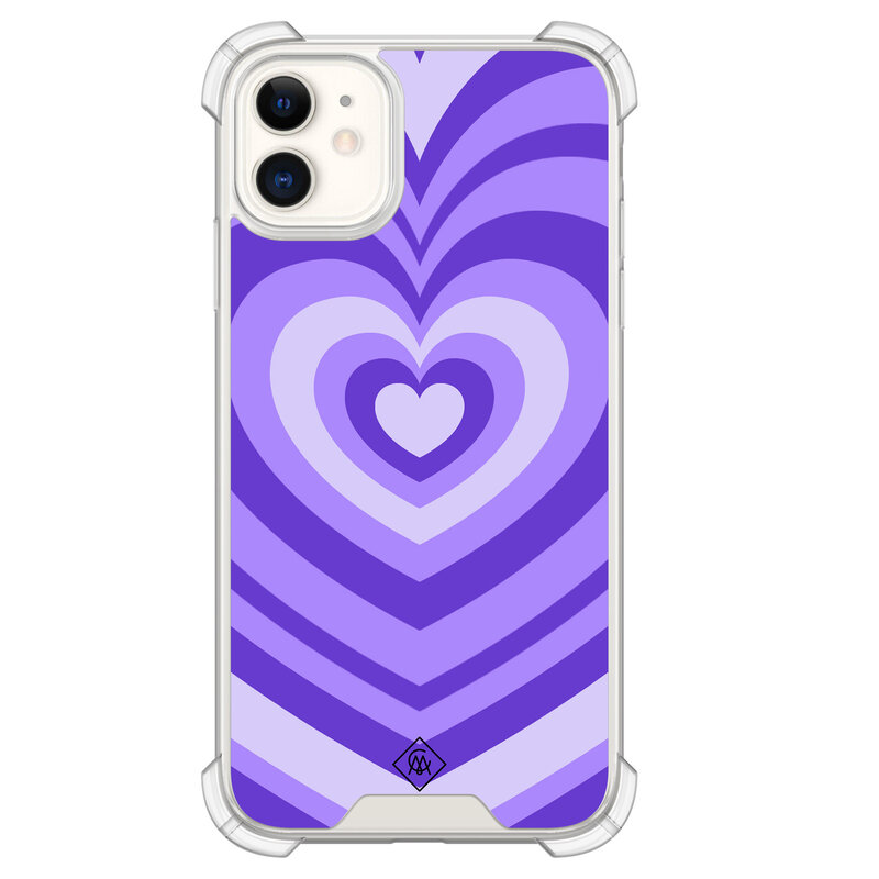 Casimoda iPhone 11 siliconen shockproof hoesje - Hart swirl paars