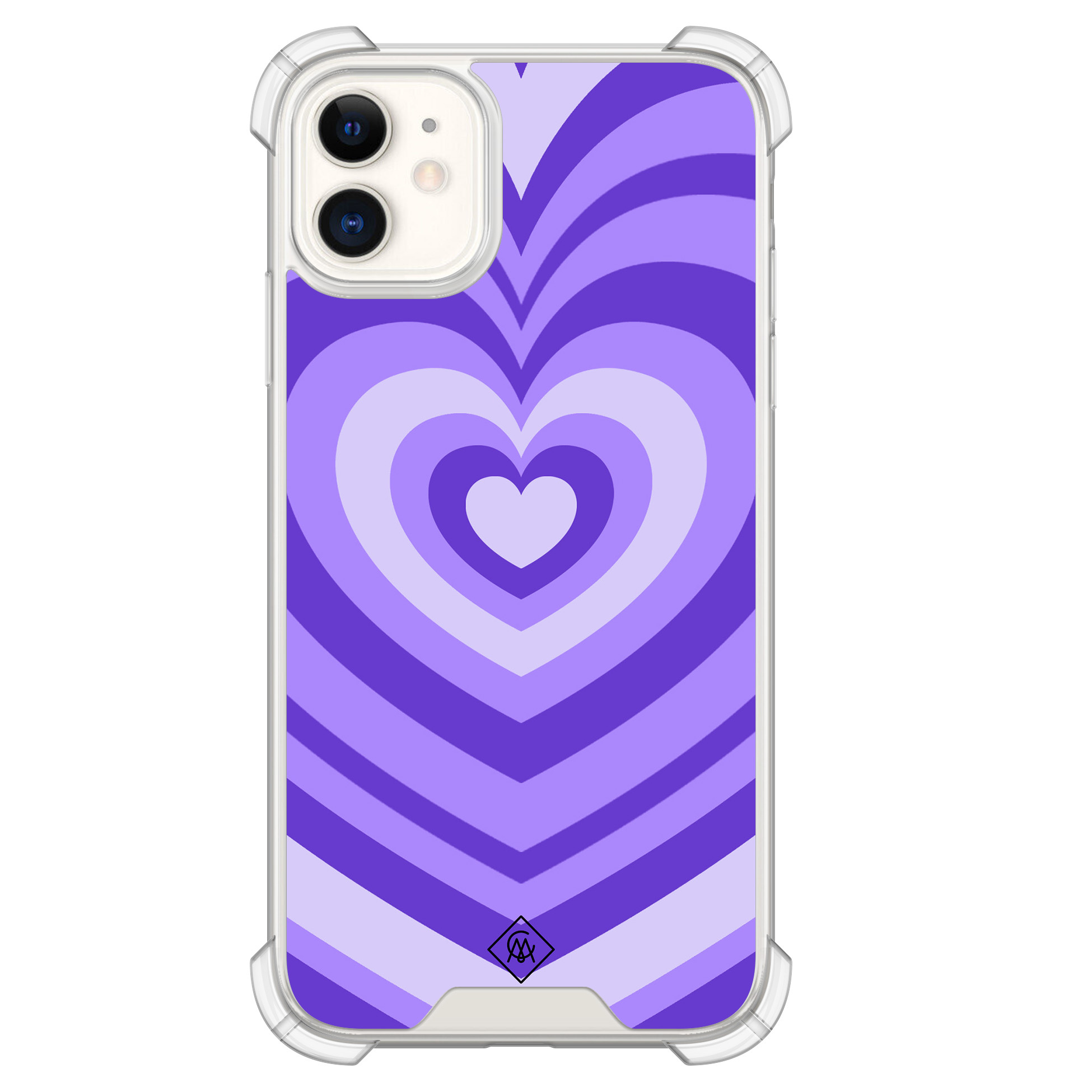 iPhone 11 siliconen shockproof hoesje - Hart swirl paars