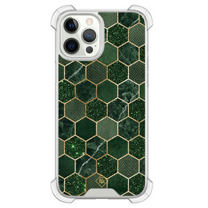 Casimoda iPhone 12 (Pro) siliconen shockproof hoesje - Kubus groen